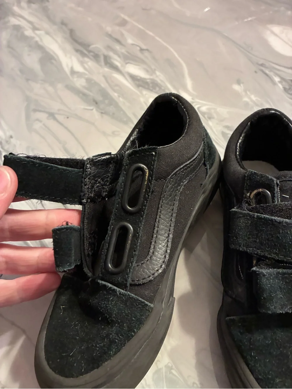 Kids Vans Black Velcro Suede Sneakers - Comfortable Everyday Shoes